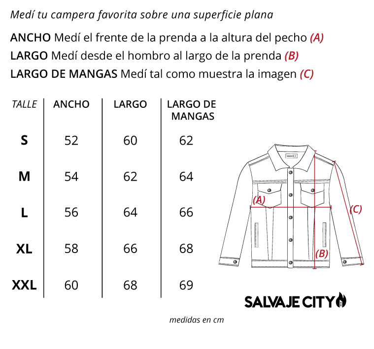 Tabla de talles campera
